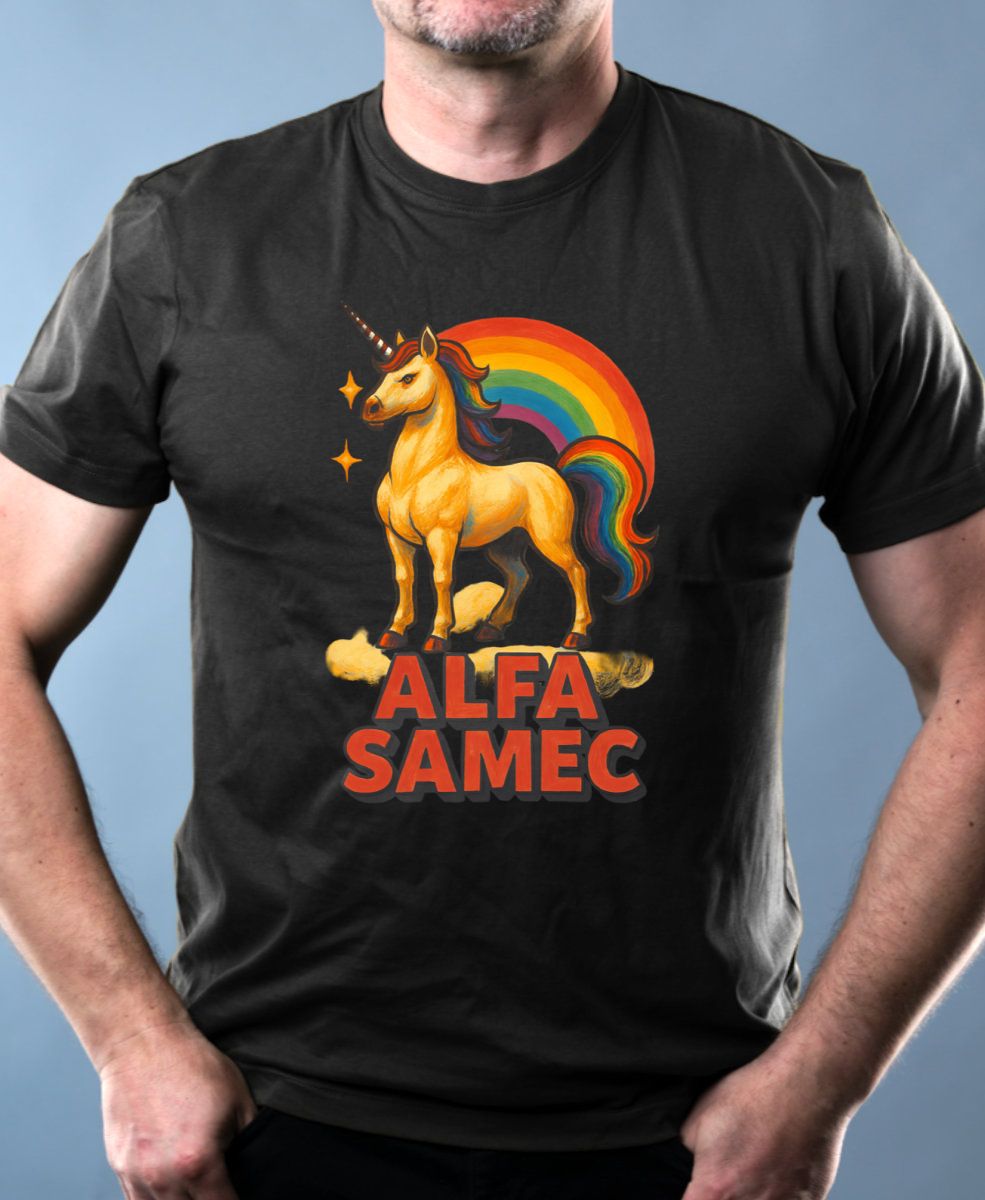 Nejoblíbenější pánské Triko Basic s motivem Alfa Samec, černá