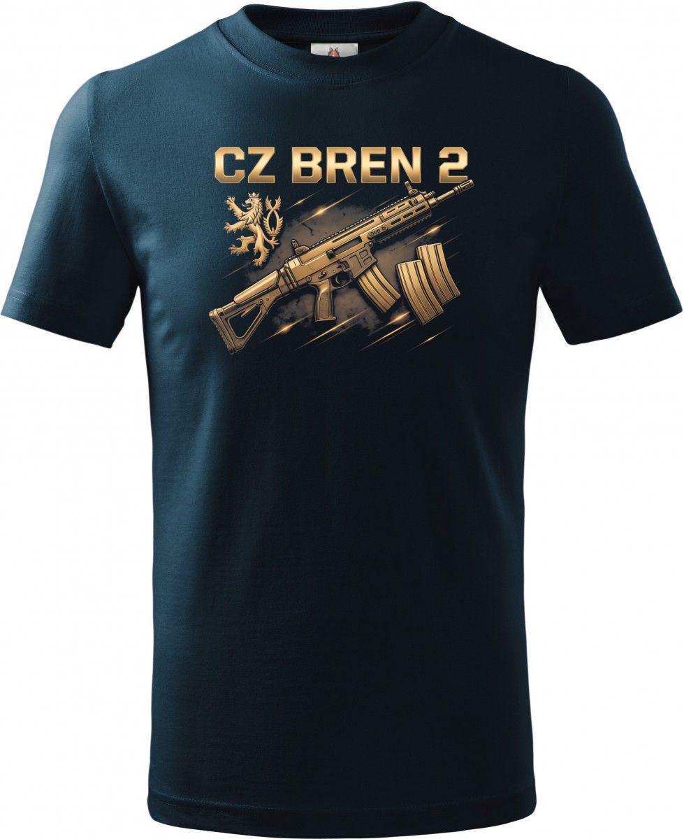 Dětské triko Basic s motivem CZ Bren 2, námořní modrá (pozor - téměř černá)