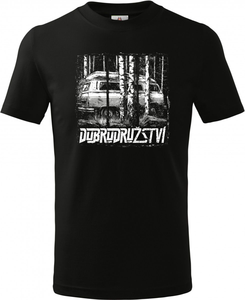 Dobrodružství, retro van, bílý tisk Dobrodružství, retro van, bílý tisk