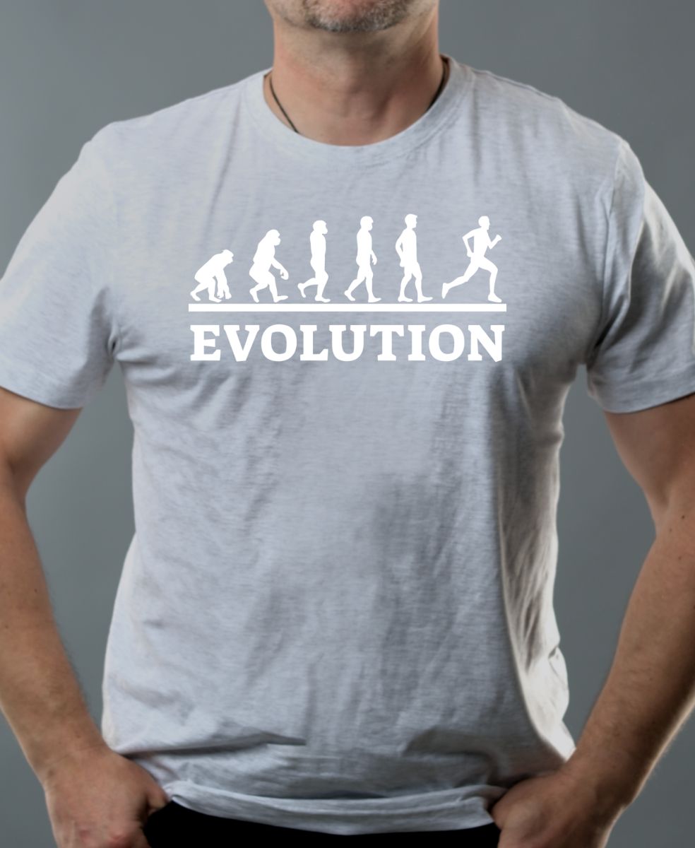 Evolution běh, bílý tisk Evolution běh, bílý tisk