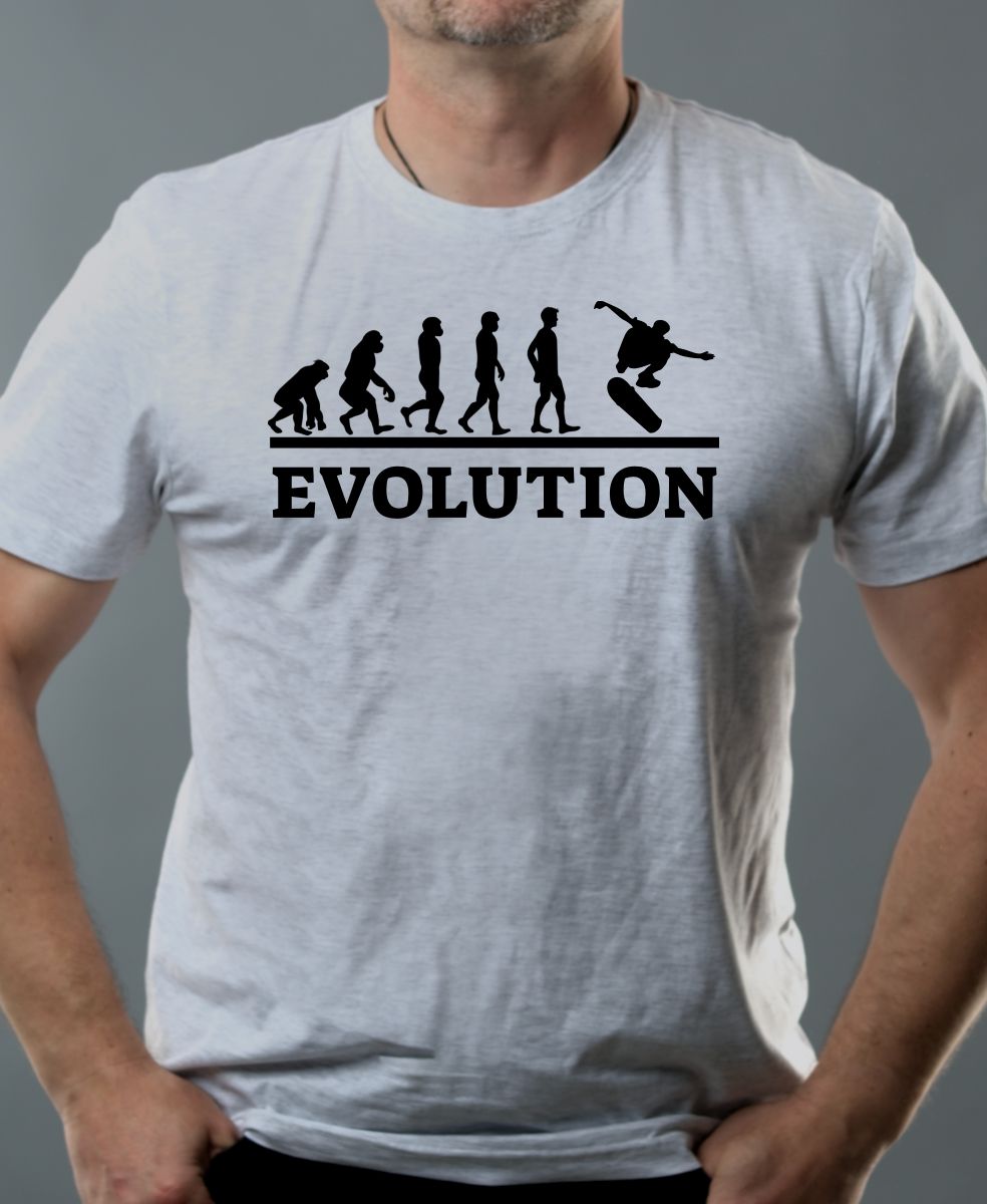 Evolution skateboarding, černý tisk Evolution skateboarding, černý tisk