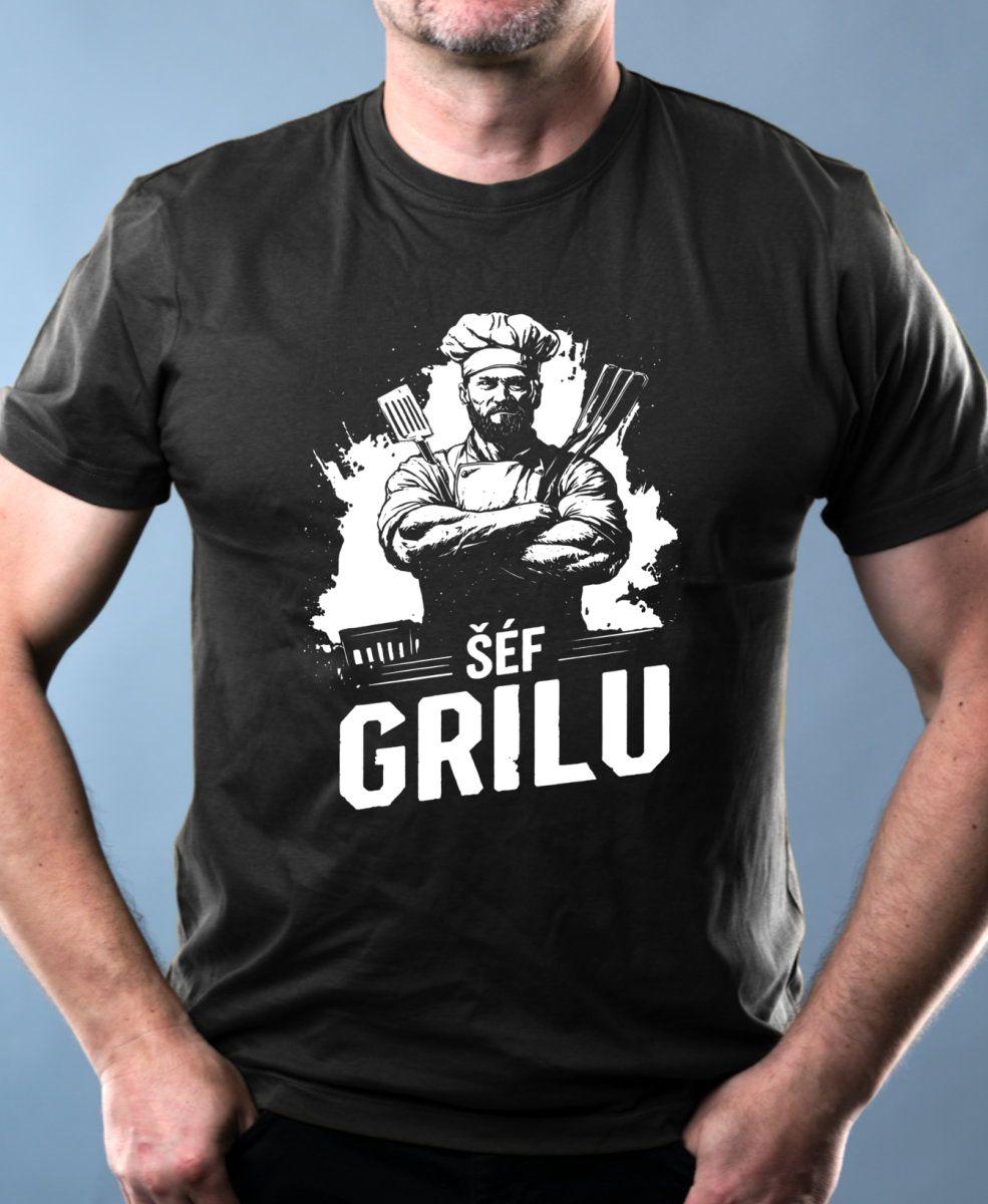 Grilovačka Šéf Grilu, bílý potisk Grilovačka Šéf Grilu, bílý potisk