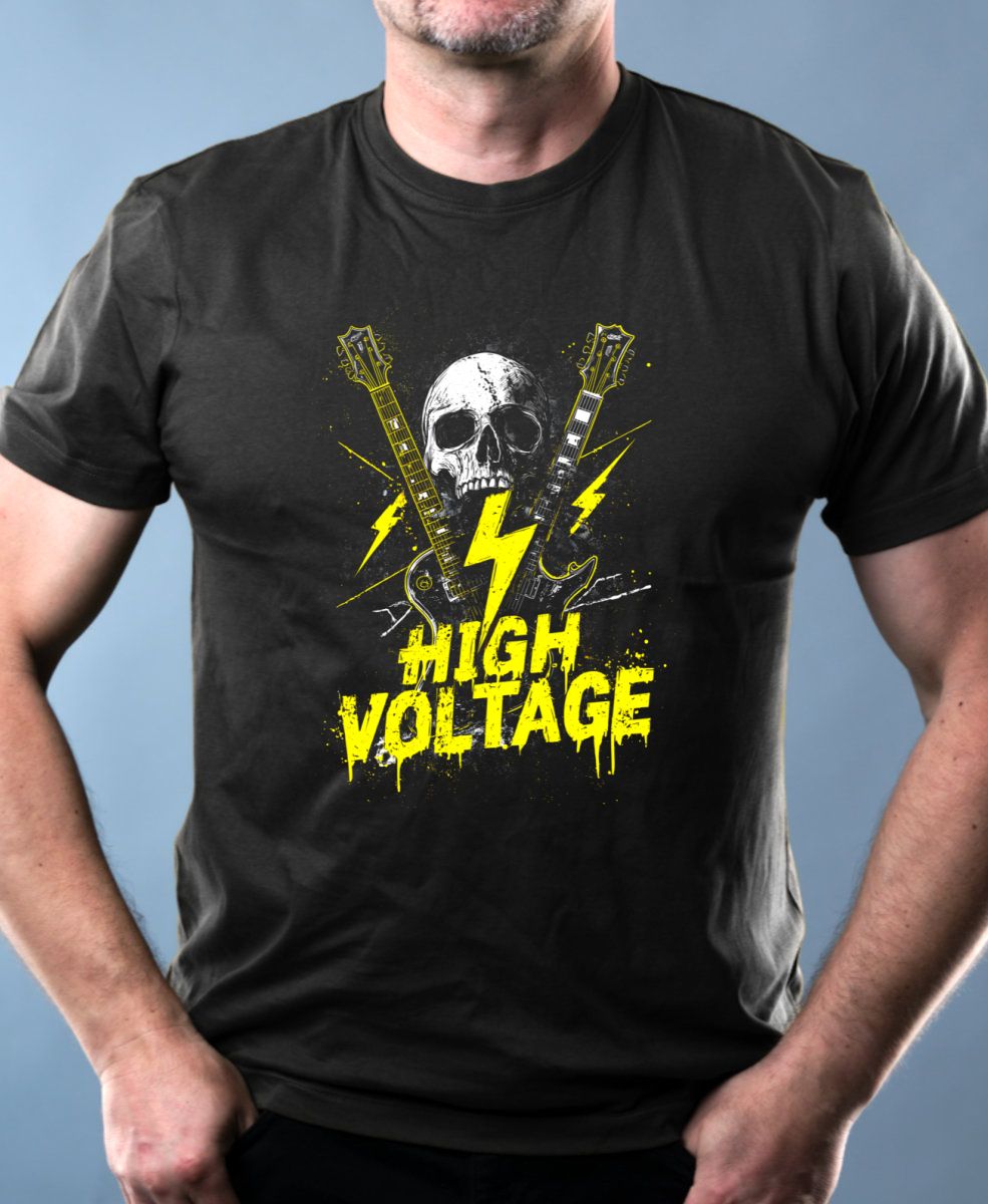 Nejoblíbenější pánské Triko Basic s motivem High voltage, černá