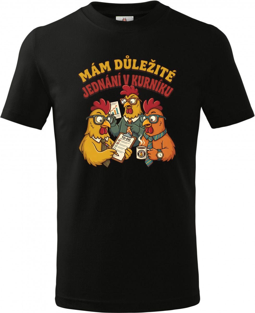 Dětské triko Basic s motivem Jednání v kurníku, V1, černá