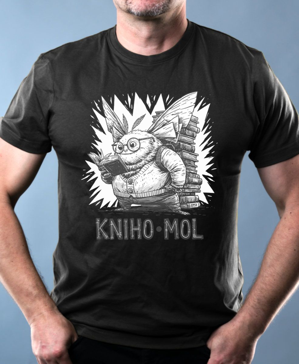 Knihomol, bílý potisk