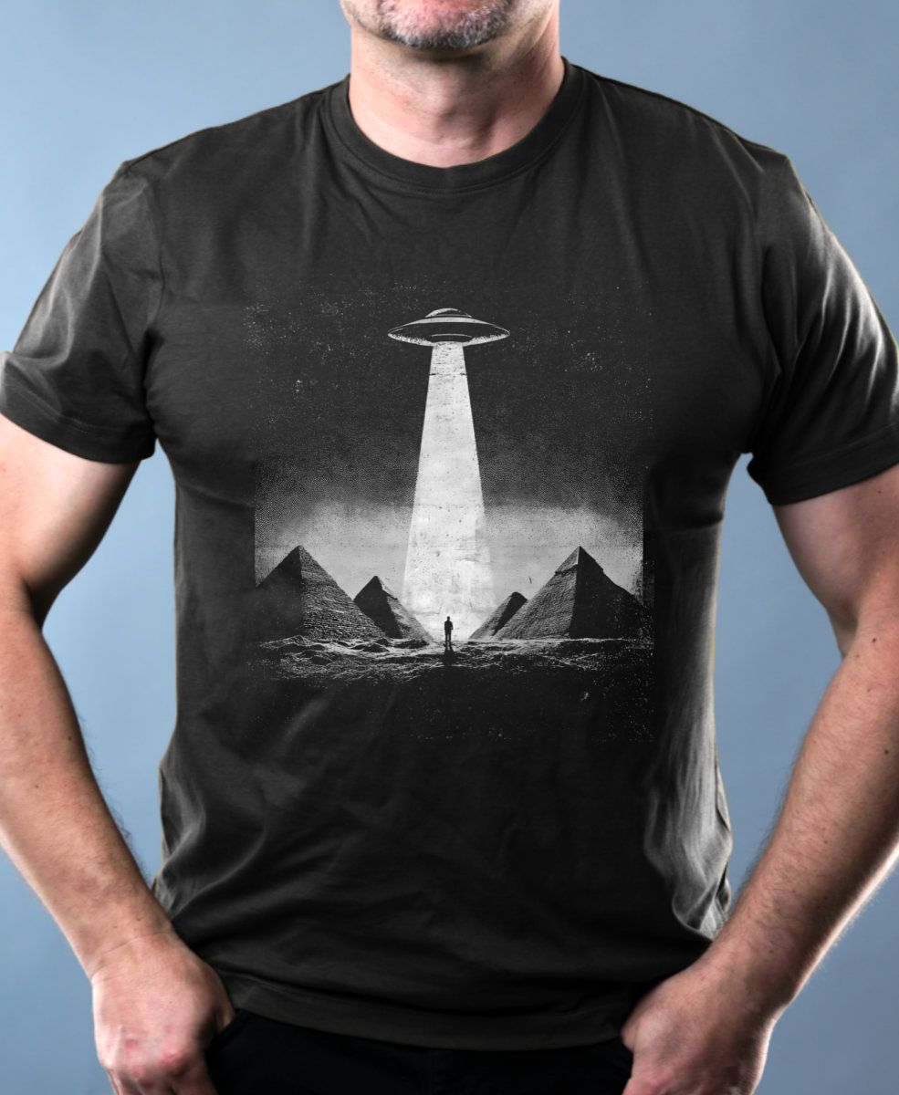 Pyramidy a UFO, bílý tisk Pyramidy a UFO, bílý tisk