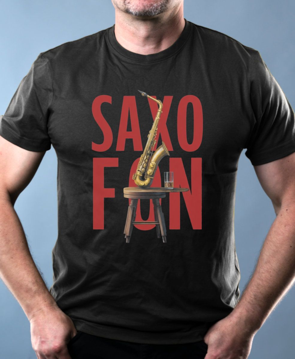 Nejoblíbenější pánské Triko Basic s motivem Saxofon, černá