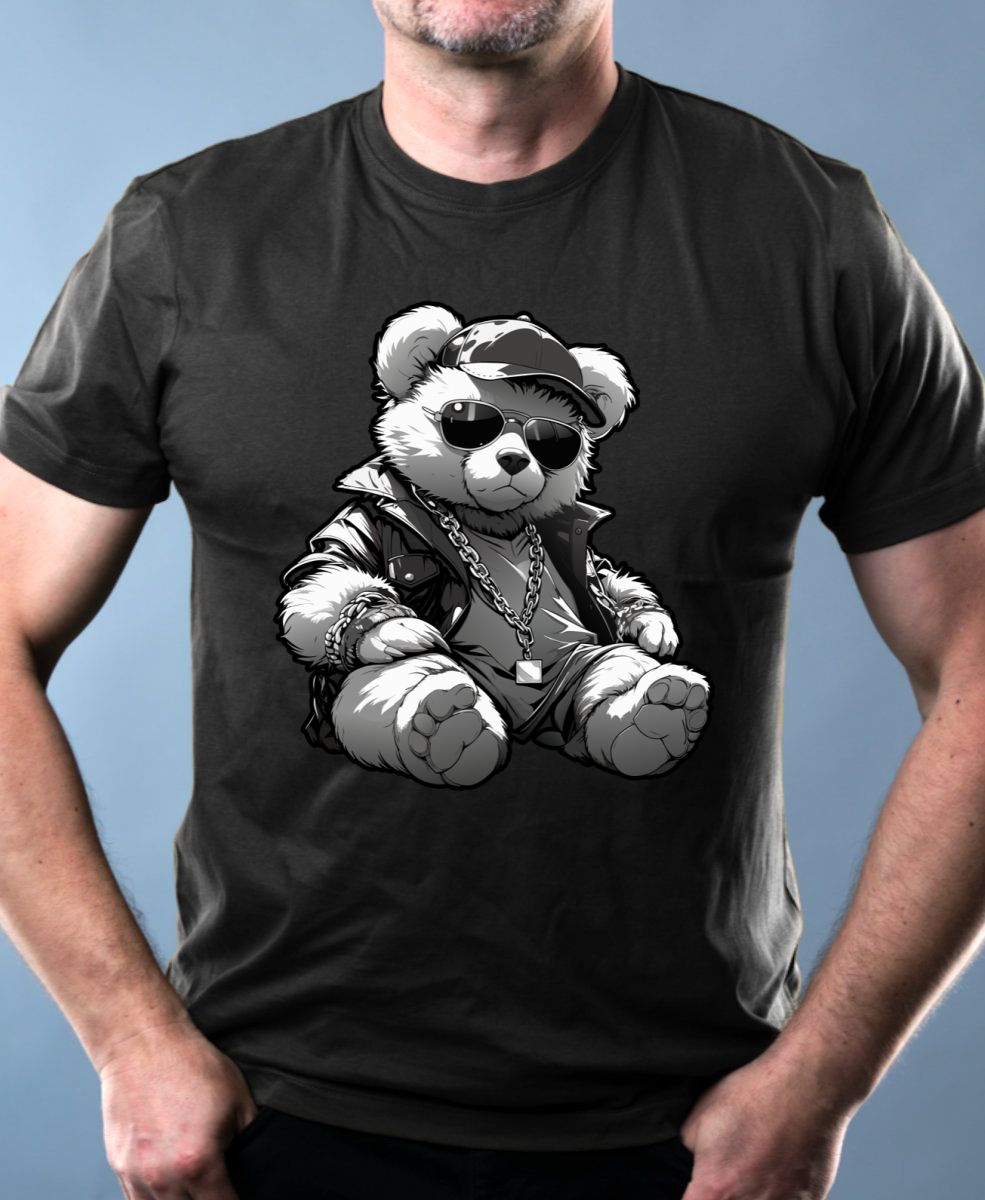 Nejoblíbenější pánské Triko Basic s motivem Teddy Bear, černá