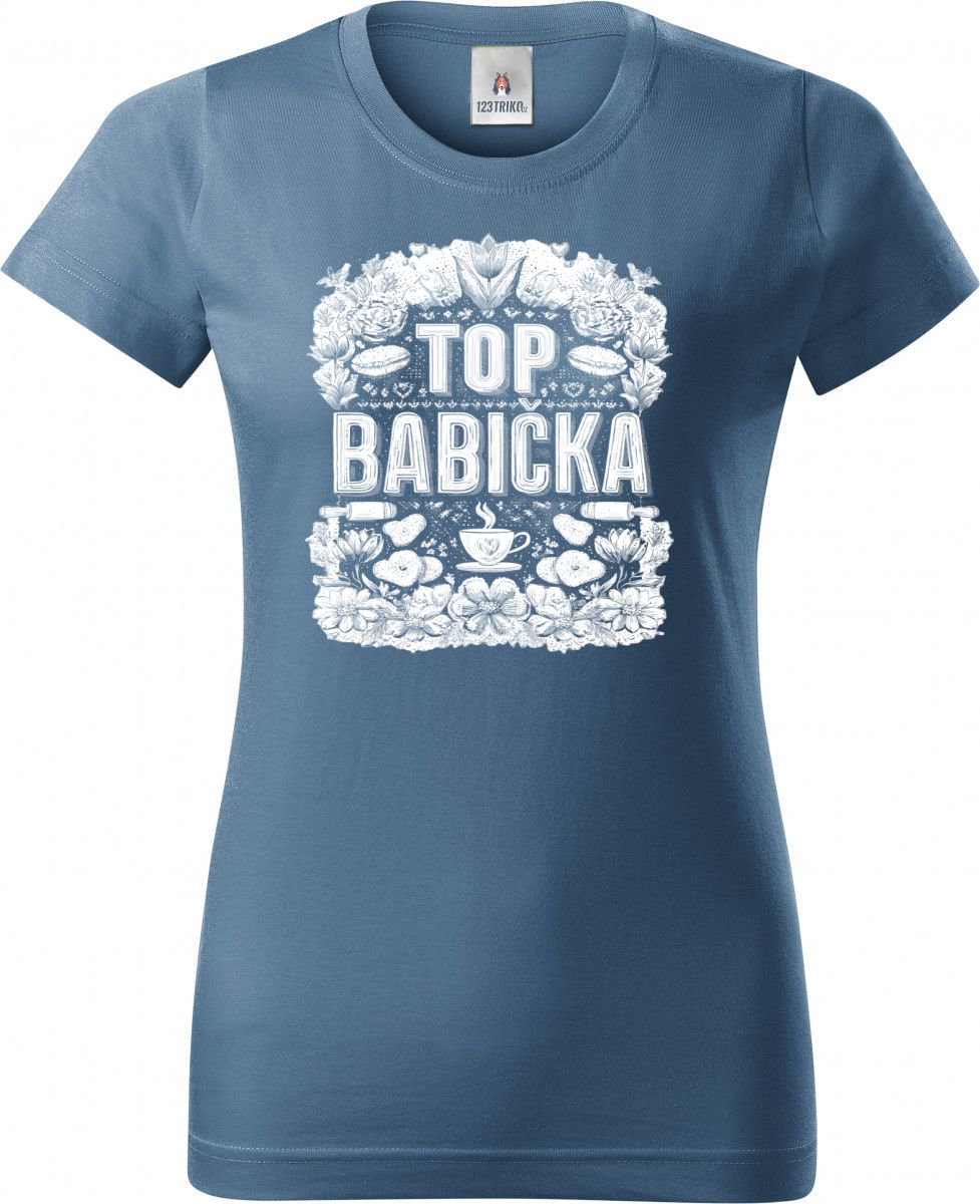 Top babička, věnec, bílý potisk Top babička, věnec, bílý potisk