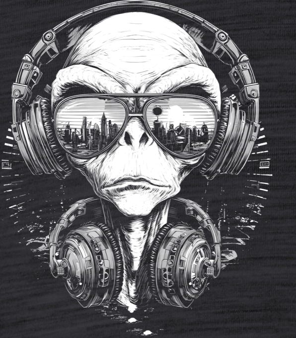 ALiEN DJ, V1, bílý tisk - Obrázek 2