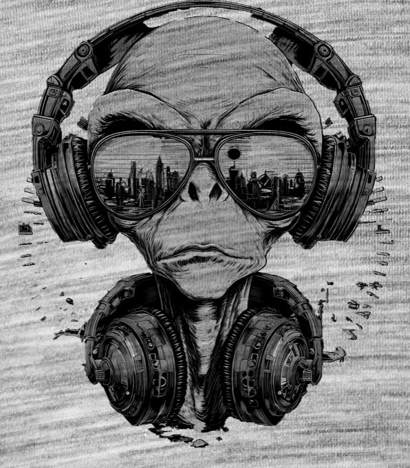 ALiEN DJ, V1, černý tisk - Obrázek 2