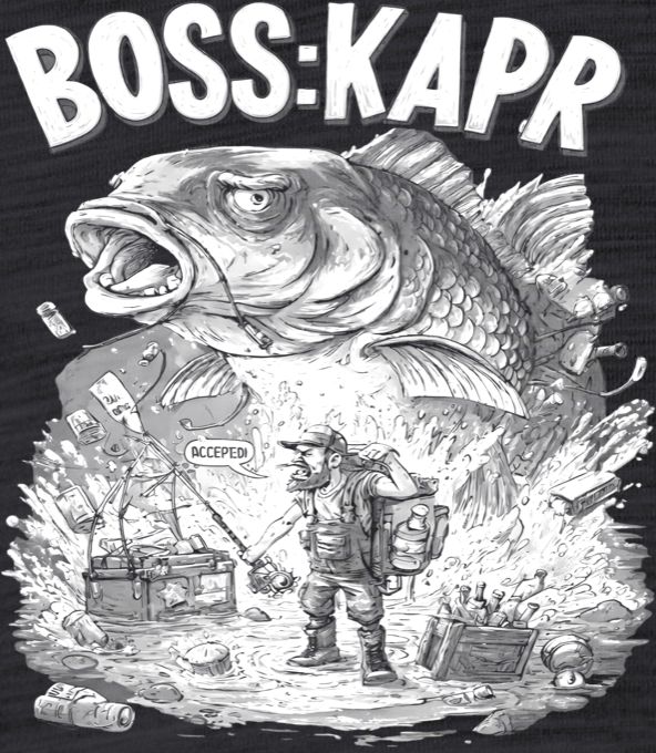 Boss kapr, bílý potisk - Obrázek 2