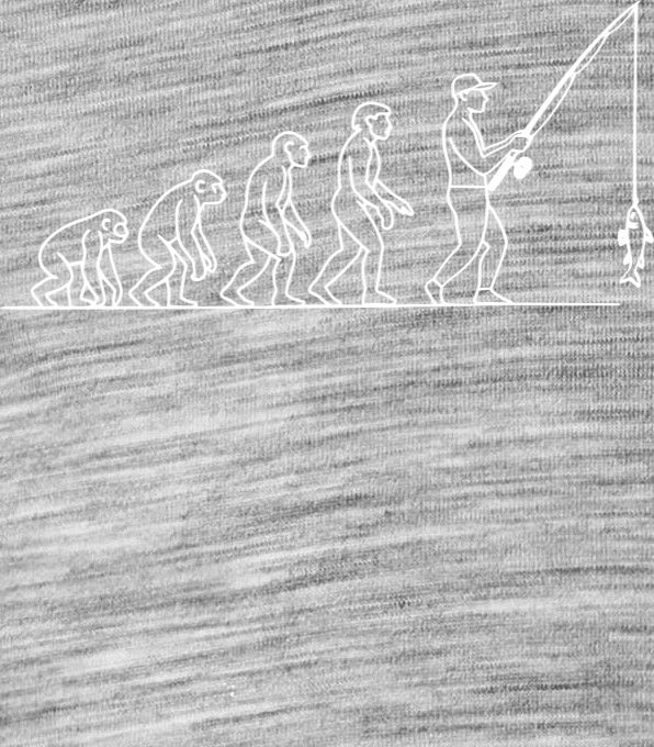 Evoluce rybář, bílý tisk - Obrázek 2