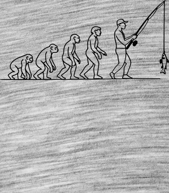 Evoluce rybář, černý tisk - Obrázek 2