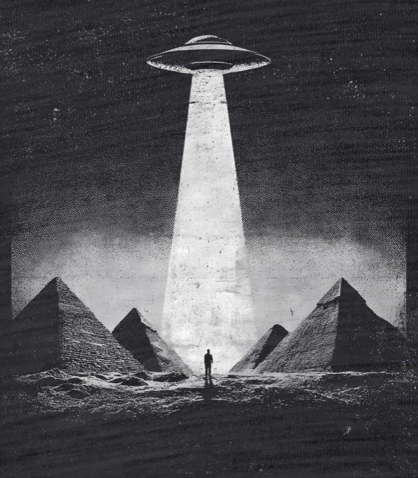 Pyramidy a UFO, bílý tisk Pyramidy a UFO, bílý tisk - Obrázek 2