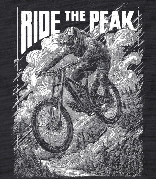 Ride the Peak, bílý potisk - Obrázek 2