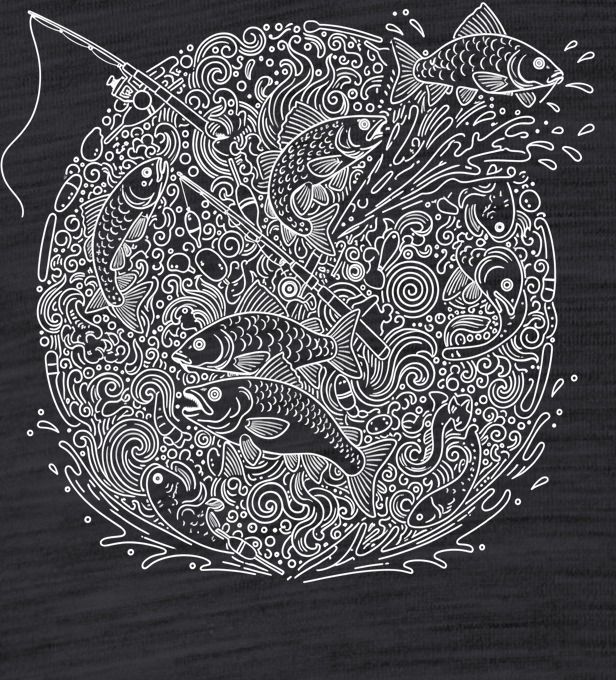 Rybářská mandala, bílý potisk - Obrázek 2
