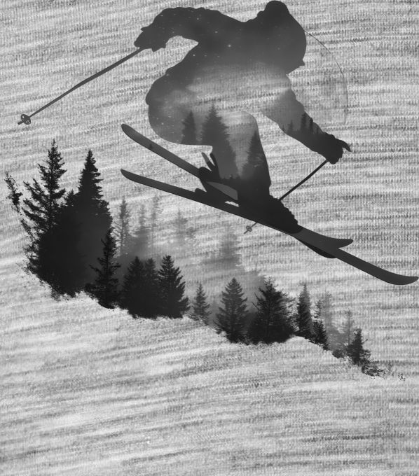 Skier v lese, černý potisk - Obrázek 2