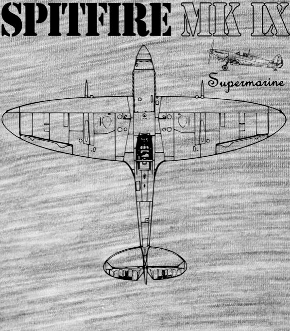 Spitfire MK IX, černý tisk - Obrázek 2