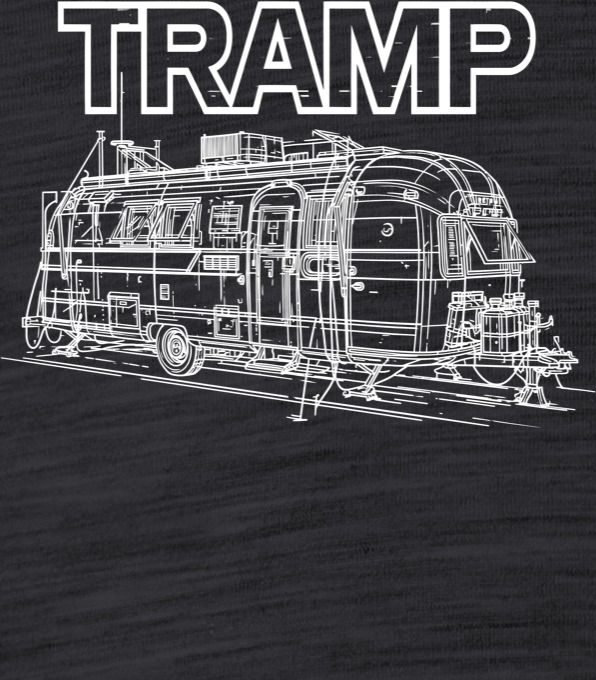 Tramp, retro karavan, bílý tisk - Obrázek 2
