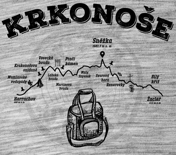 Krkonoše, černý potisk - Obrázek 2