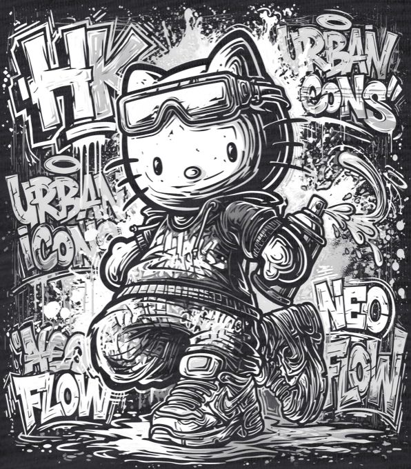 Urban Cat Flow, bílý tisk - Obrázek 2