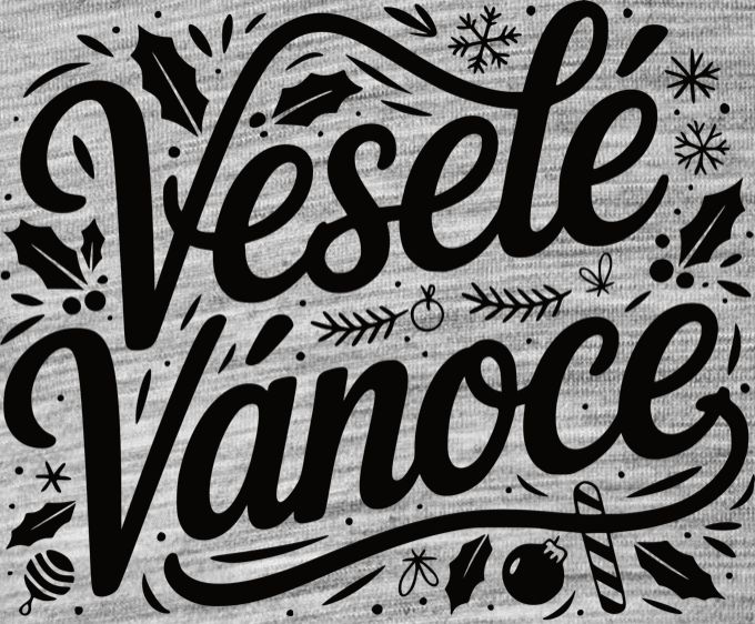 Veselé Vánoce, černý tisk - Obrázek 2