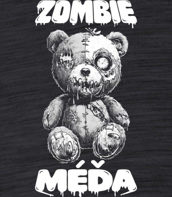 Zombie méďa, bílý potisk - Obrázek 2