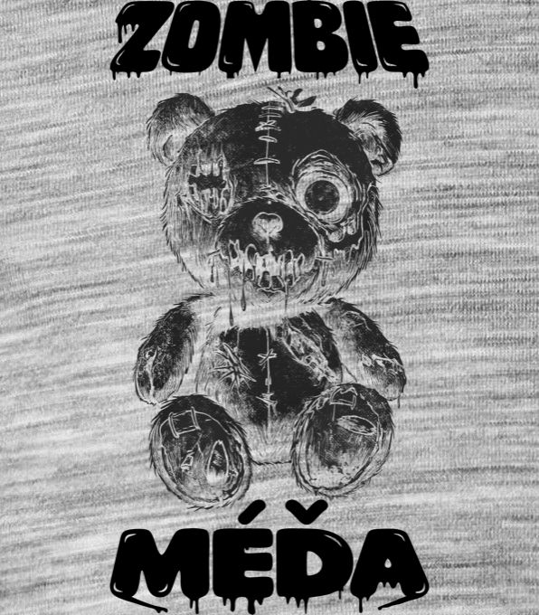 Zombie méďa, černý potisk - Obrázek 2