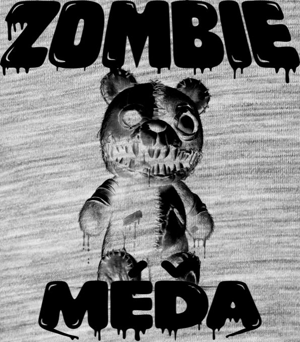 Zombie méďa, V2, černý potisk - Obrázek 2