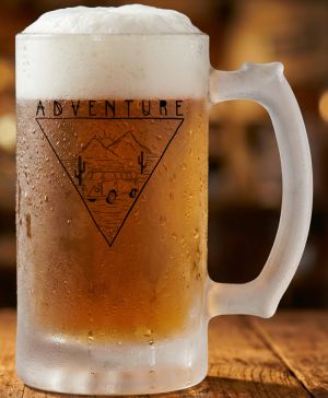 Půllitr skleněný 500 ml. s motivem Adventure, matné sklo