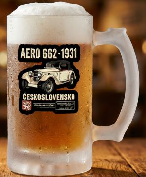 Půllitr skleněný 500 ml. s motivem AERO 662, matné sklo