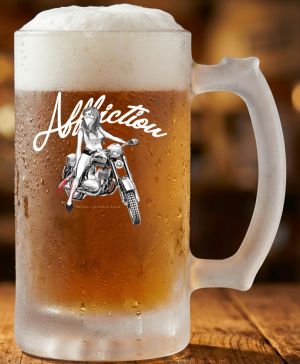 Půllitr skleněný 500 ml. s motivem Affliction, V4, matné sklo