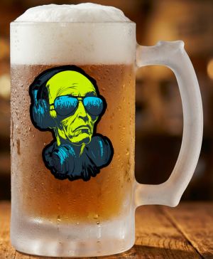 Půllitr skleněný 500 ml. s motivem ALiEN DJ, V2, matné sklo
