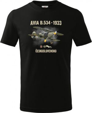 Dětské triko Basic s motivem Avia B.534, černá