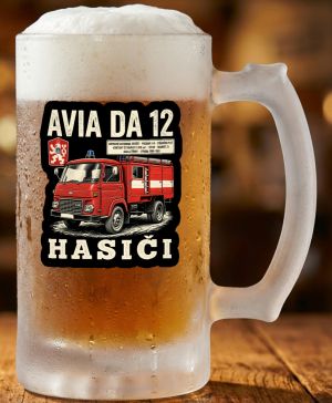 Půllitr skleněný 500 ml. s motivem AVIA DA 12, matné sklo