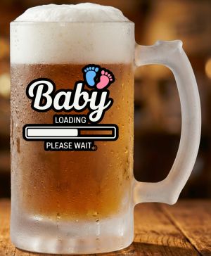 Půllitr skleněný 500 ml. s motivem Baby Loading, matné sklo