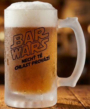 Půllitr skleněný 500 ml. s motivem Bar wars, matné sklo