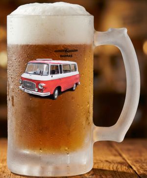 Půllitr skleněný 500 ml. s motivem Barkas B 1000, matné sklo
