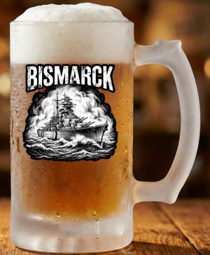 Půllitr skleněný 500 ml. s motivem Bismarck, matné sklo