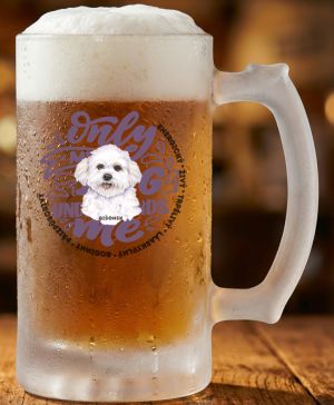 Půllitr skleněný 500 ml. s motivem Bišonek, matné sklo