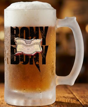 Půllitr skleněný 500 ml. s motivem Bony vole! V3, matné sklo
