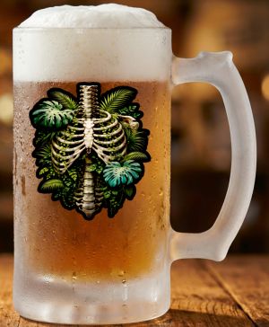 Půllitr skleněný 500 ml. s motivem Botanická žebra, matné sklo