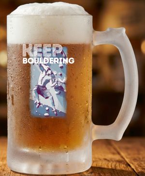 Půllitr skleněný 500 ml. s motivem Bouldering V2, matné sklo