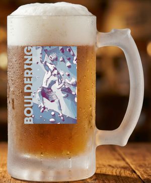 Půllitr skleněný 500 ml. s motivem Bouldering V3, matné sklo