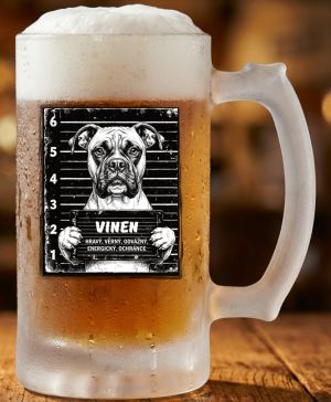 Půllitr skleněný 500 ml. s motivem Boxer V2, matné sklo