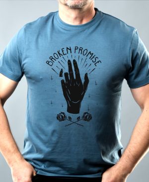 Nejoblíbenější pánské Triko Basic s motivem Broken Promise, denim