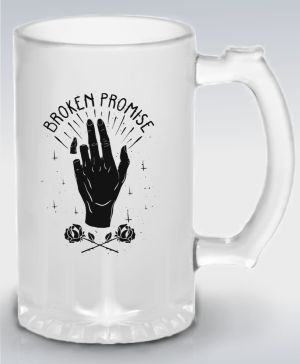 Půllitr skleněný 500 ml. s motivem Broken Promise
