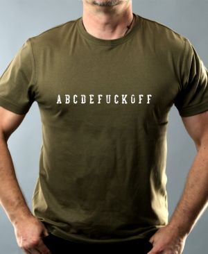 Nejoblíbenější pánské Triko Basic s motivem ABCDEFUCKOFF, v1, military
