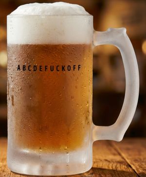 Půllitr skleněný 500 ml. s motivem ABCDEFUCKOFF, v1, matné sklo